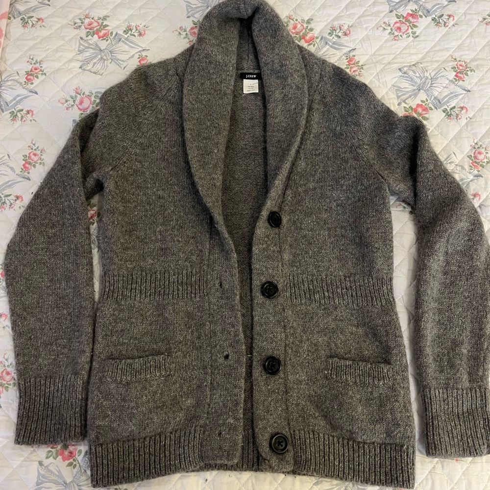 J. Crew Alpaca Wool Mix Grey Cardigan - size large
